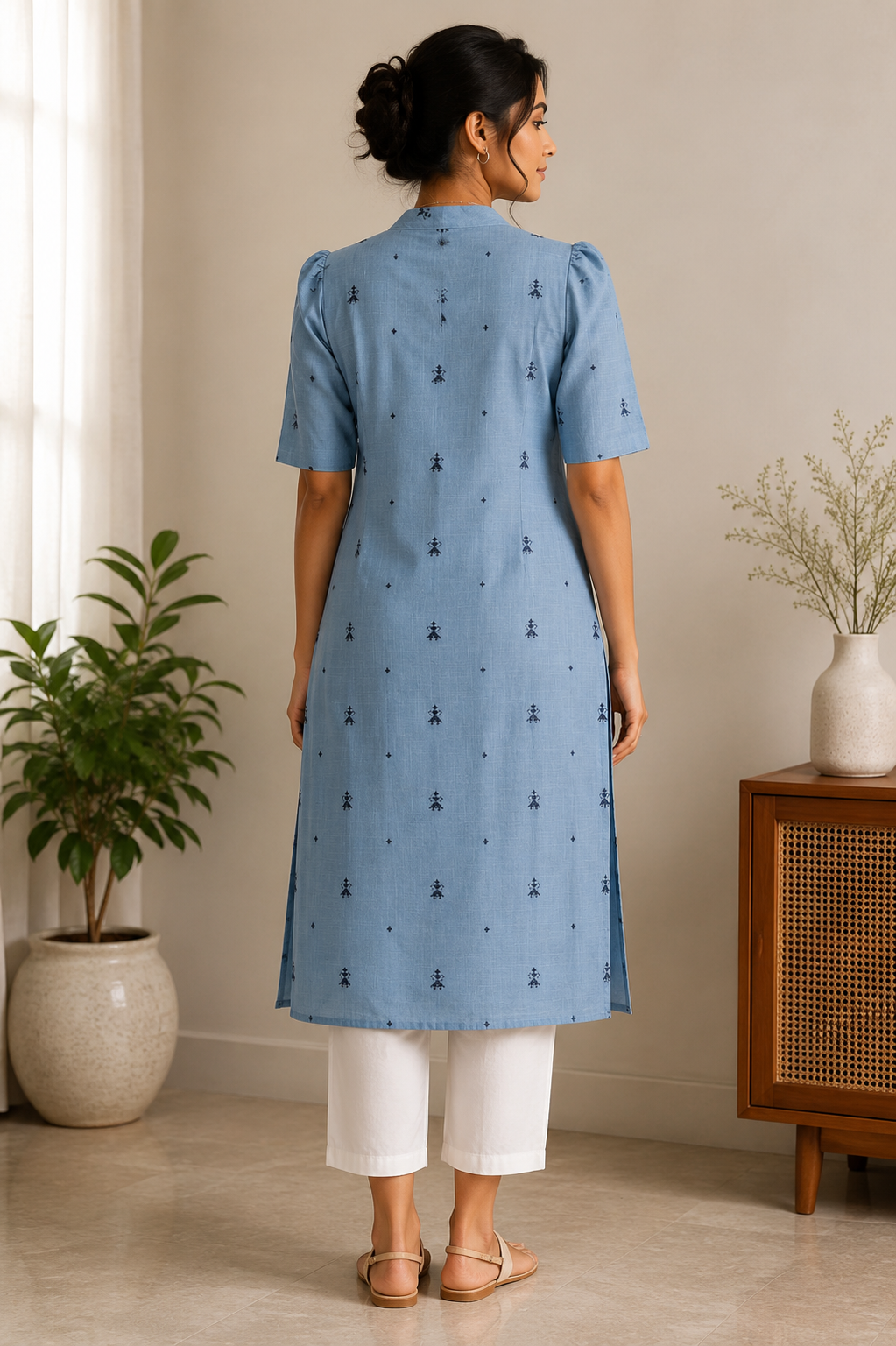Greyish blue cotton kurti