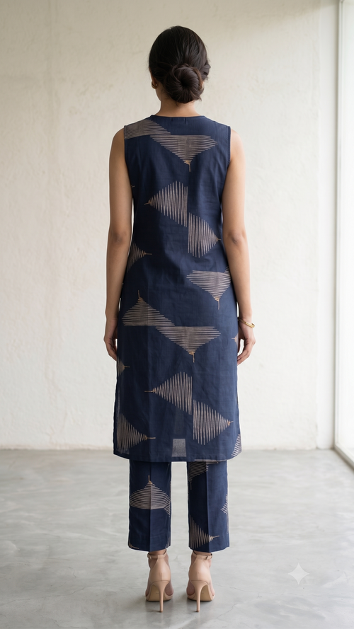 Blue satin comfort office wear co-ords