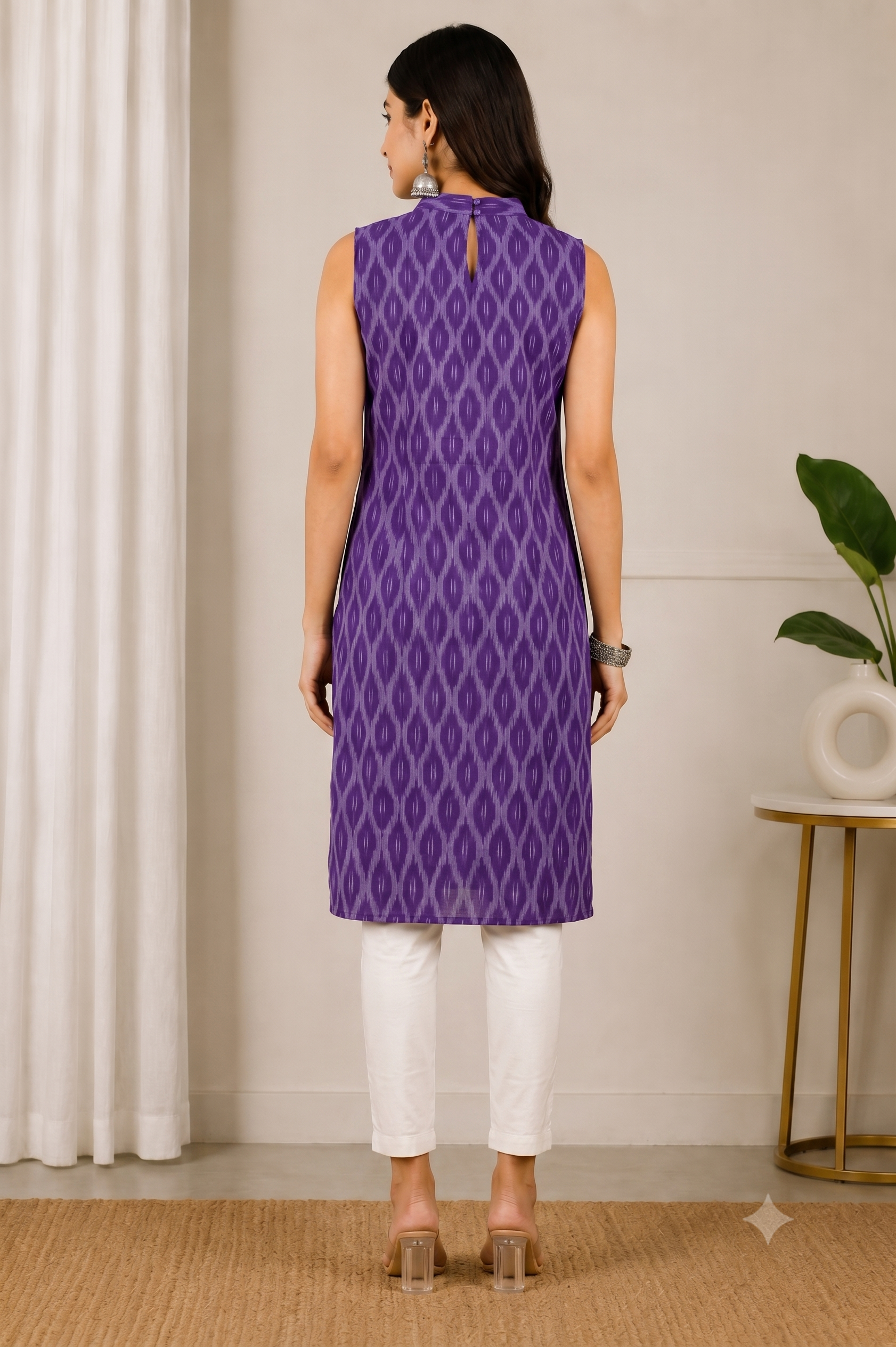 voilet turtle neck cotton office wear lurti